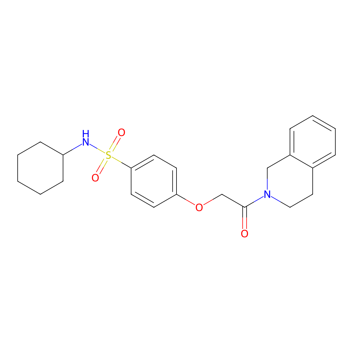 N-cyclohexyl-4-[2-(3,4-dihydro-1H-isoquinolin-2-yl)-2-oxoethoxy]benzenesulfonamide molecular structure, CAS 693804-58-9