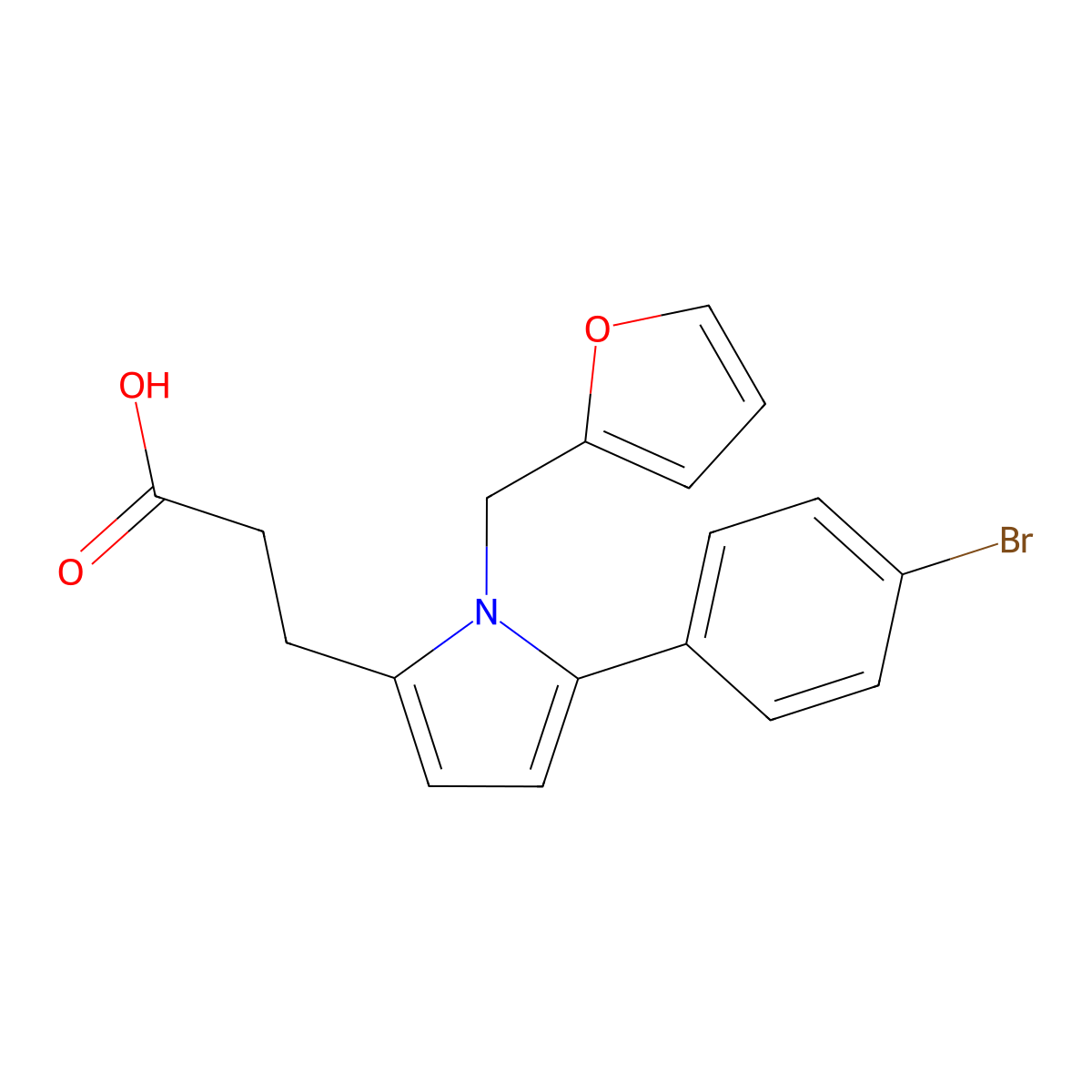 3-[5-(4-bromophenyl)-1-(2-furylmethyl)-1H-pyrrol-2-yl]propanoic acid molecular structure, CAS 693804-66-9