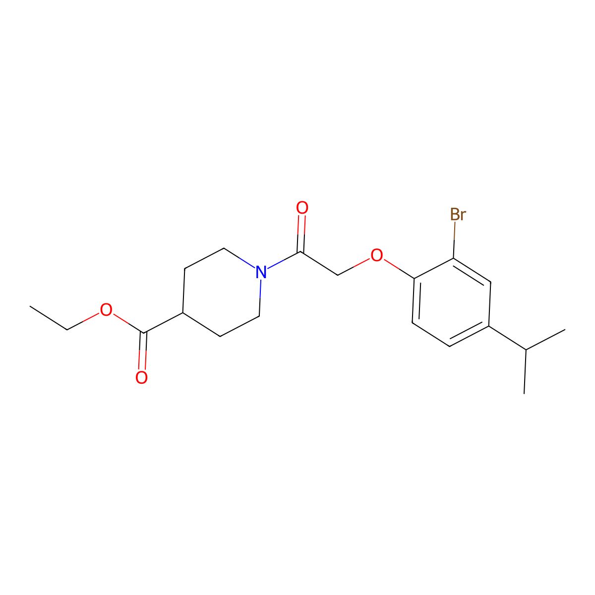 Ethyl 1-{[2-bromo-4-(propan-2-yl)phenoxy]acetyl}piperidine-4-carboxylate molecular structure, CAS 693804-74-9