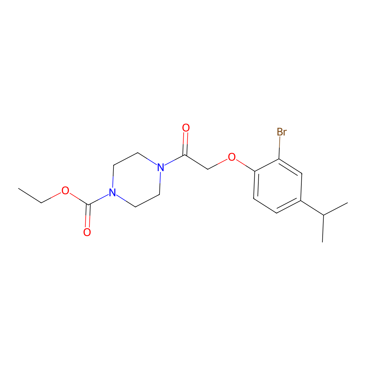 Ethyl 4-(2-(2-bromo-4-isopropylphenoxy)acetyl)piperazine-1-carboxylate molecular structure, CAS 693804-75-0
