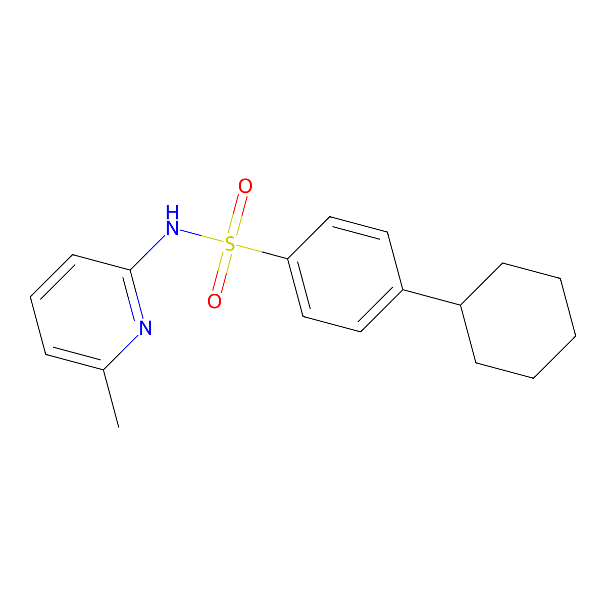 4-cyclohexyl-N-(6-methyl-2-pyridinyl)benzenesulfonamide molecular structure, CAS 693804-85-2