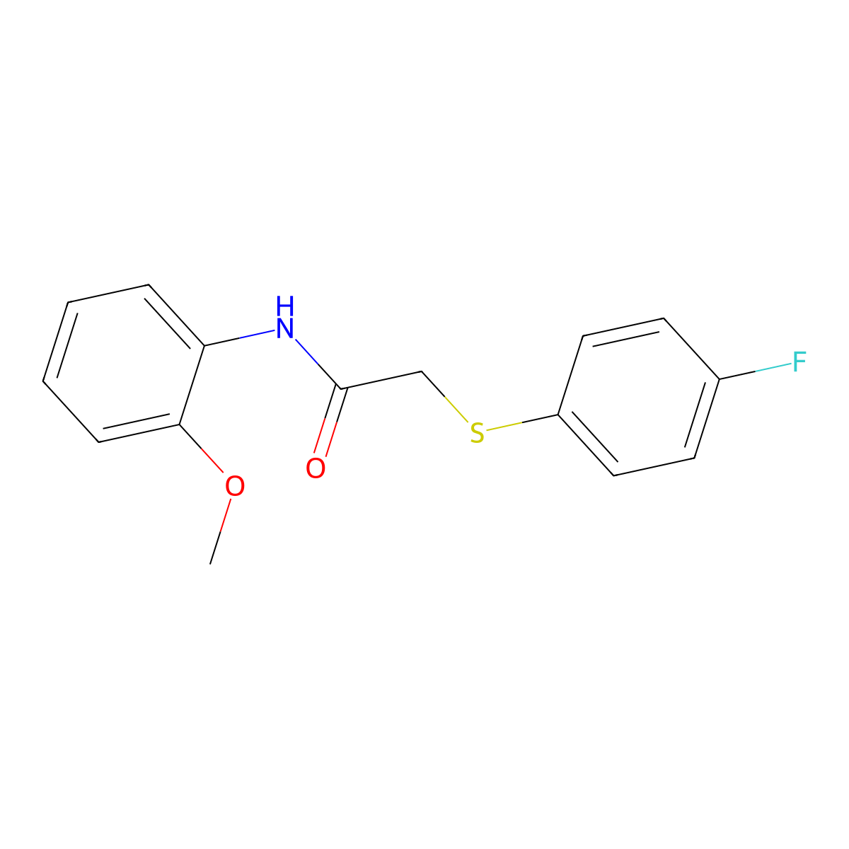2-(4-fluorophenyl)sulfanyl-N-(2-methoxyphenyl)acetamide molecular structure, CAS 693804-86-3