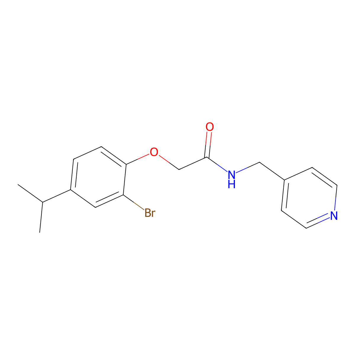 2-(2-bromo-4-propan-2-ylphenoxy)-N-(pyridin-4-ylmethyl)acetamide molecular structure, CAS 693804-87-4
