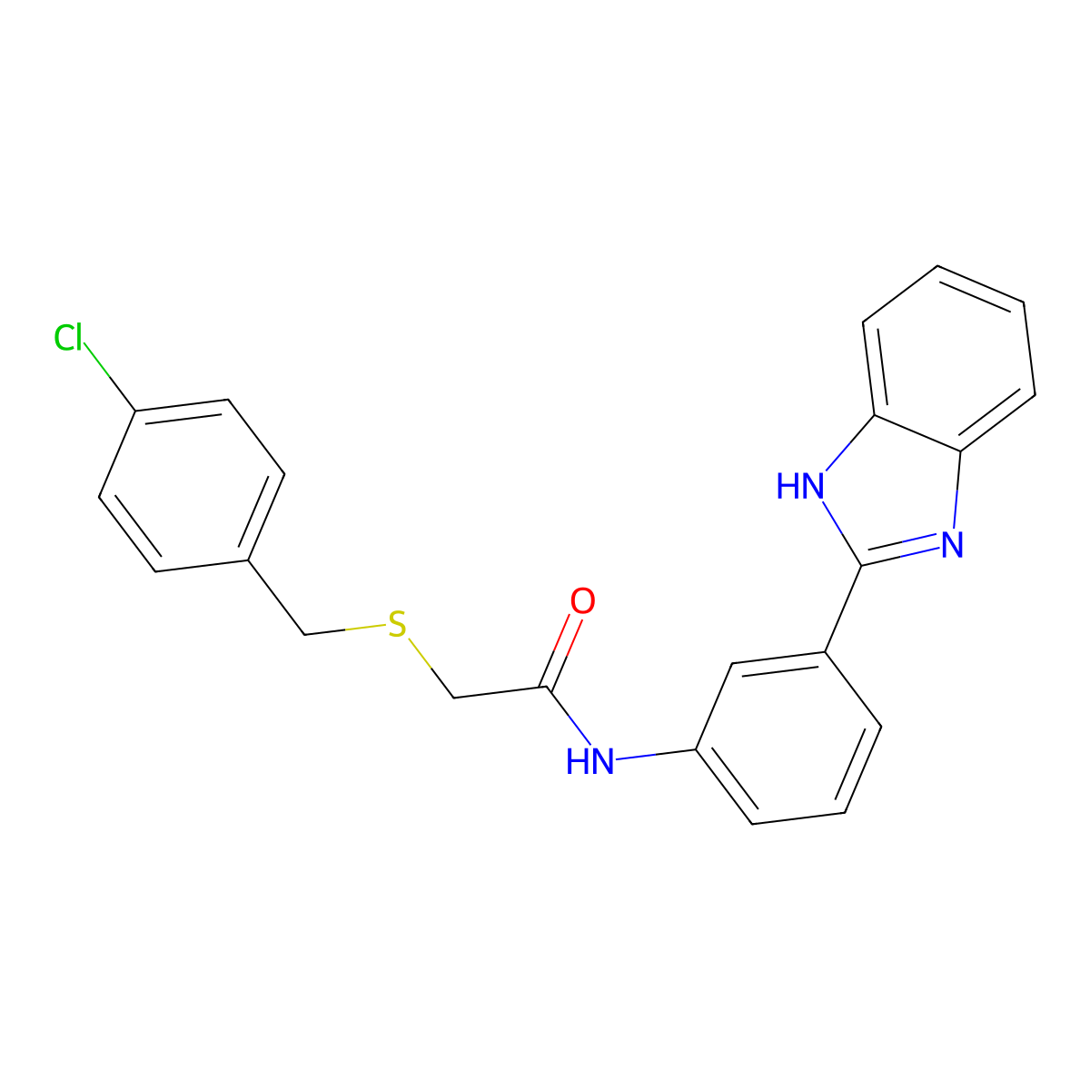 N-[3-(1H-benzimidazol-2-yl)phenyl]-2-[(4-chlorophenyl)methylsulfanyl]acetamide molecular structure, CAS 693804-91-0