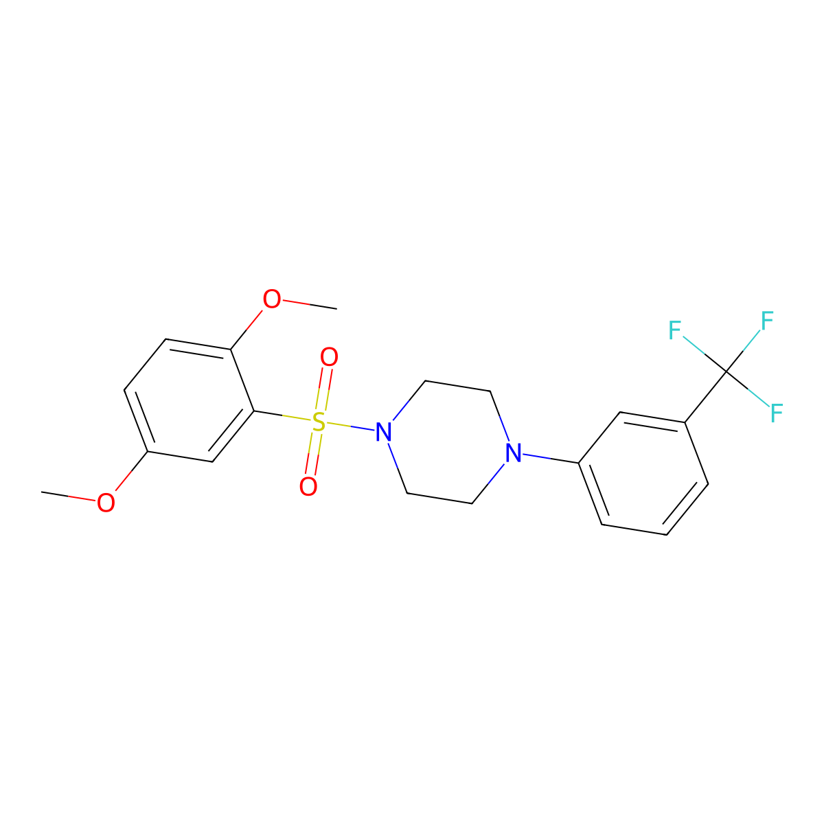 1-[(2,5-Dimethoxyphenyl)sulfonyl]-4-[3-(trifluoromethyl)phenyl]piperazine molecular structure, CAS 693805-03-7