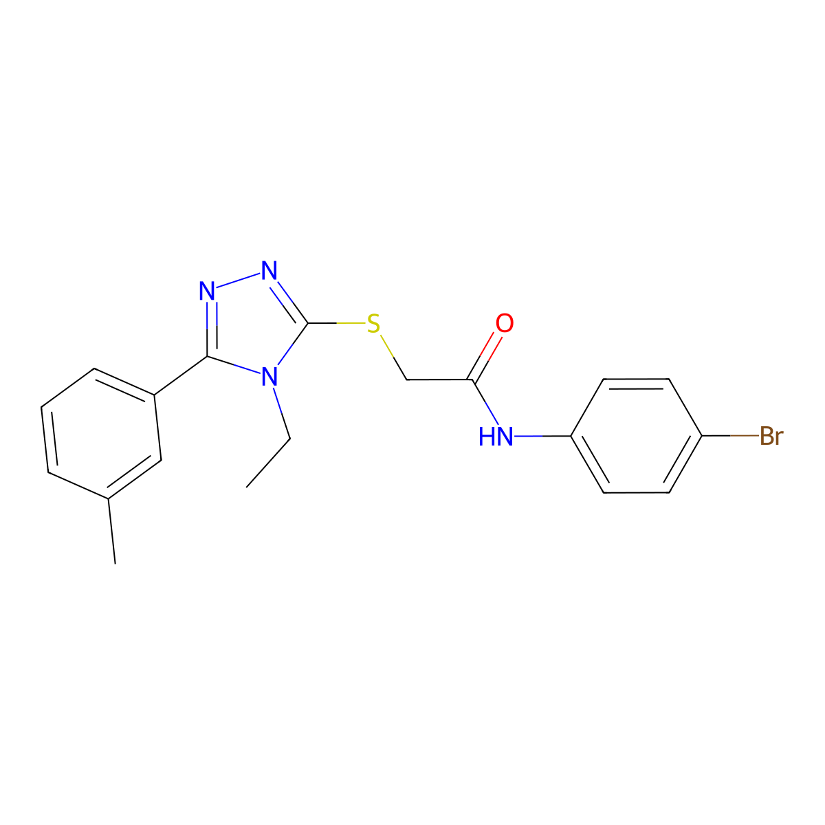 N-(4-bromophenyl)-2-[[4-ethyl-5-(3-methylphenyl)-1,2,4-triazol-3-yl]sulfanyl]acetamide molecular structure, CAS 693805-21-9