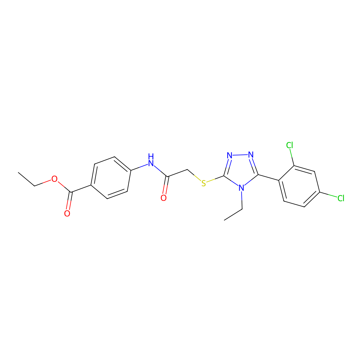 ethyl 4-[({[5-(2,4-dichlorophenyl)-4-ethyl-4H-1,2,4-triazol-3-yl]sulfanyl}acetyl)amino]benzoate molecular structure, CAS 693805-24-2