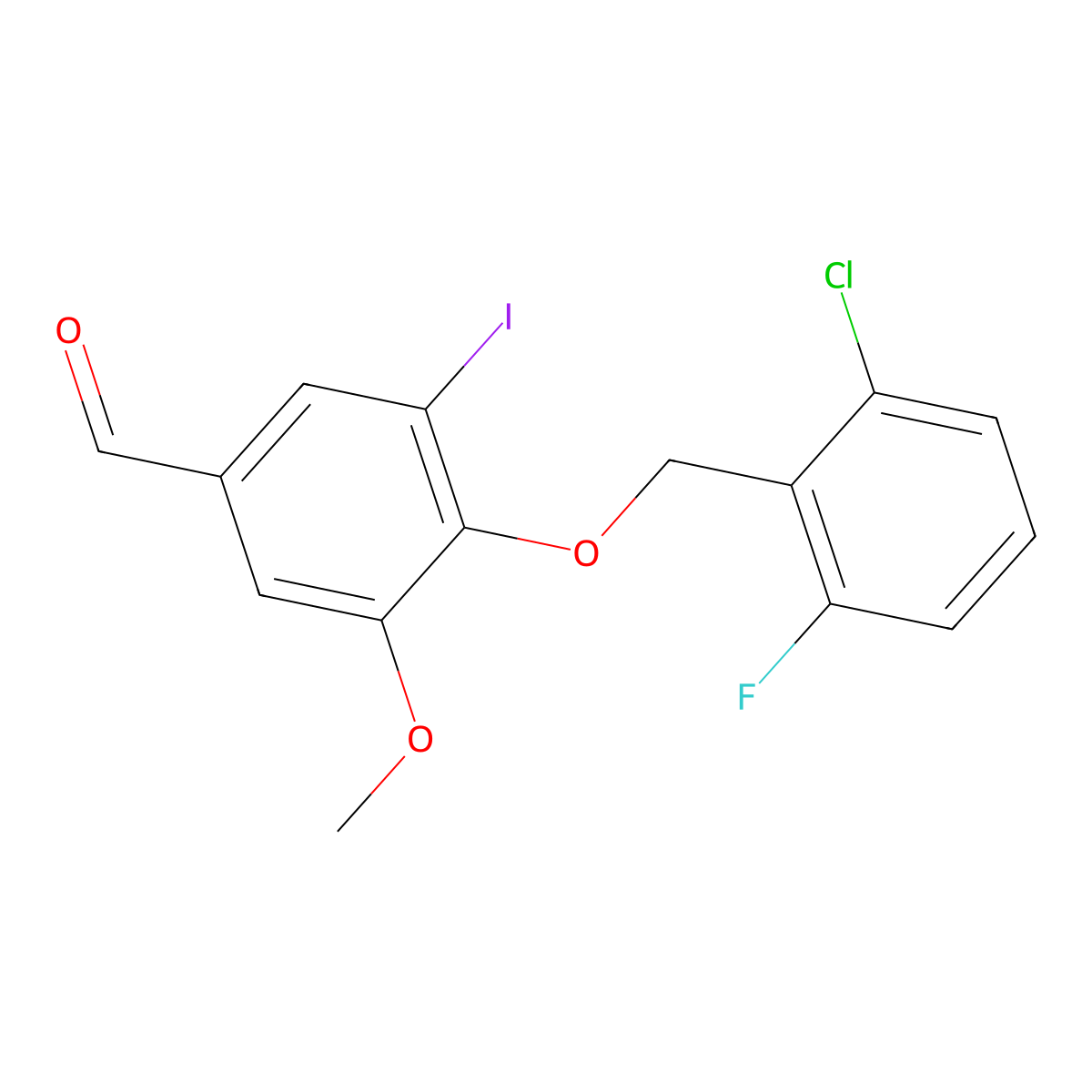 4-[(2-Chloro-6-fluorobenzyl)oxy]-3-iodo-5-methoxybenzaldehyde molecular structure, CAS 693805-30-0