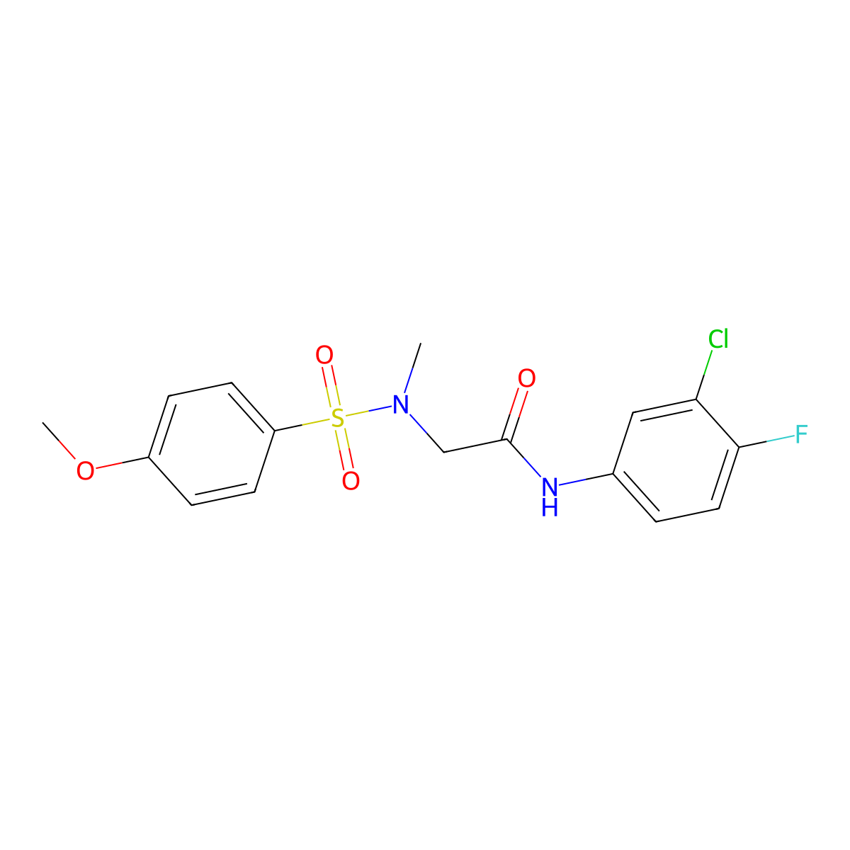 N-(3-chloro-4-fluorophenyl)-2-[(4-methoxyphenyl)sulfonyl-methylamino]acetamide molecular structure, CAS 693805-46-8
