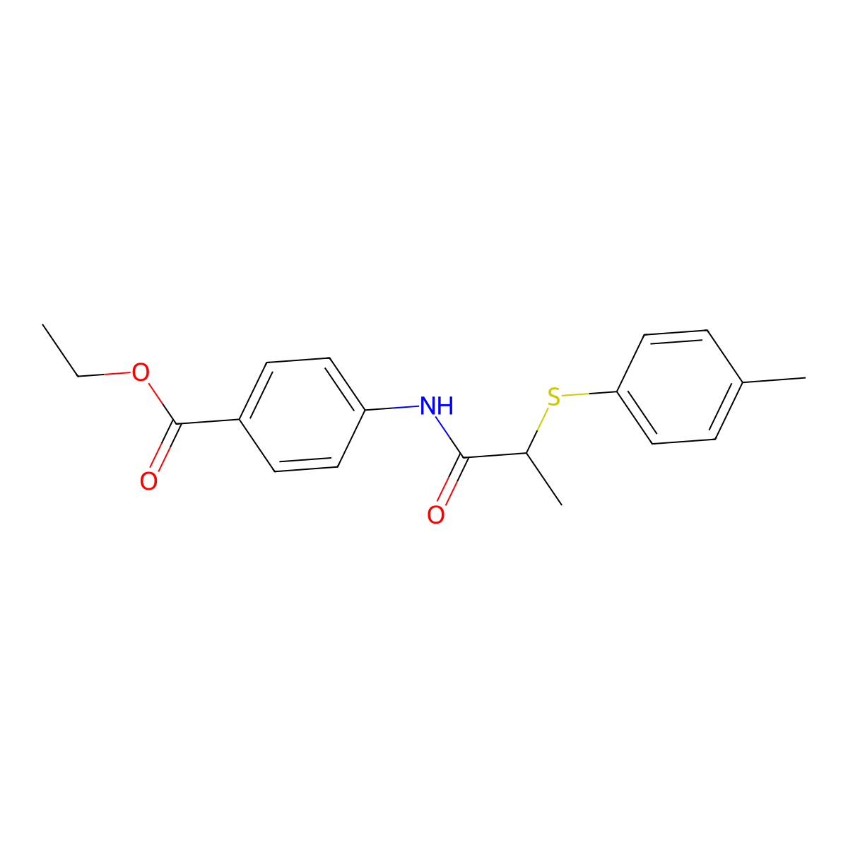 Ethyl 4-({2-[(4-methylphenyl)sulfanyl]propanoyl}amino)benzoate molecular structure, CAS 693805-87-7