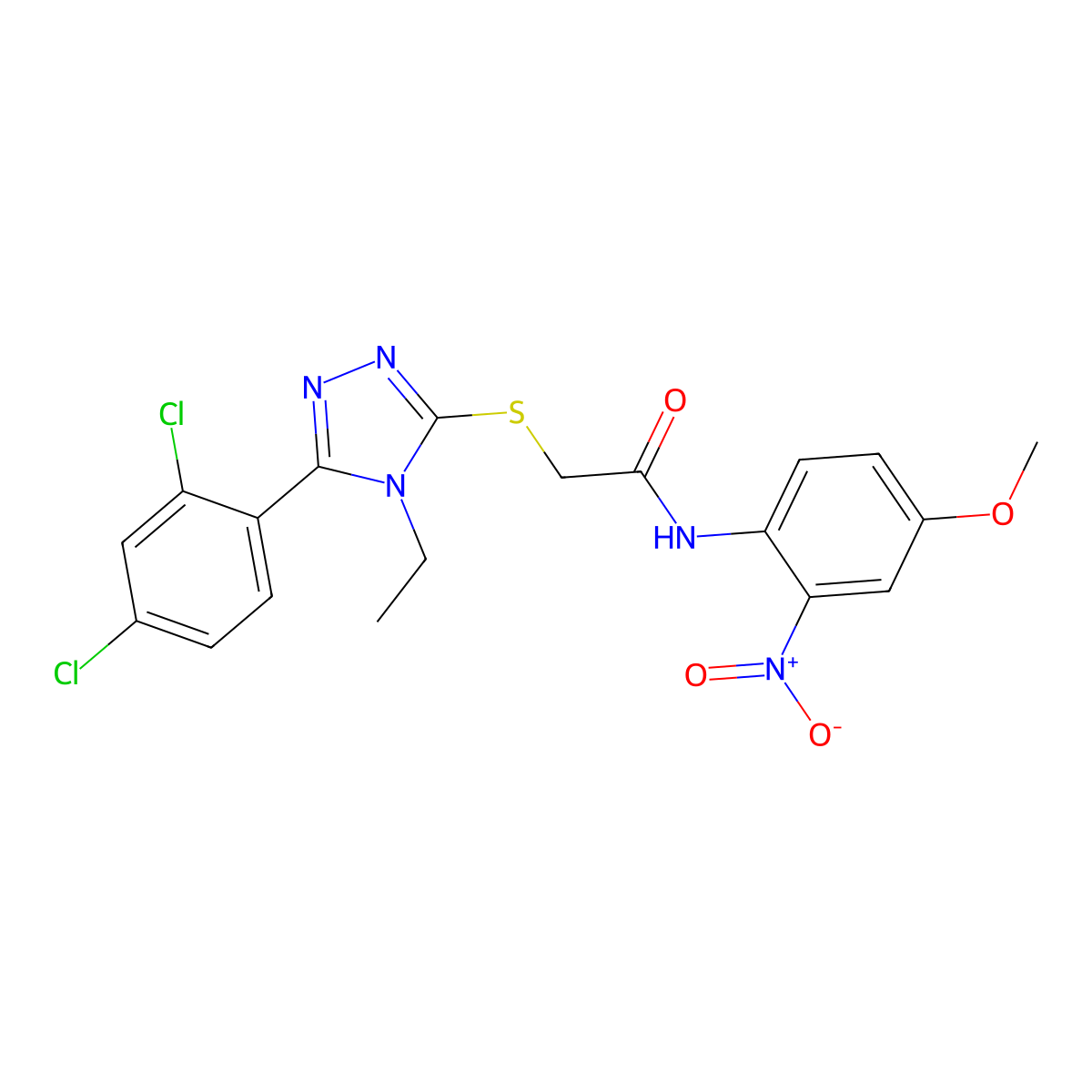 2-[[5-(2,4-dichlorophenyl)-4-ethyl-1,2,4-triazol-3-yl]sulfanyl]-N-(4-methoxy-2-nitrophenyl)acetamide molecular structure, CAS 693805-92-4