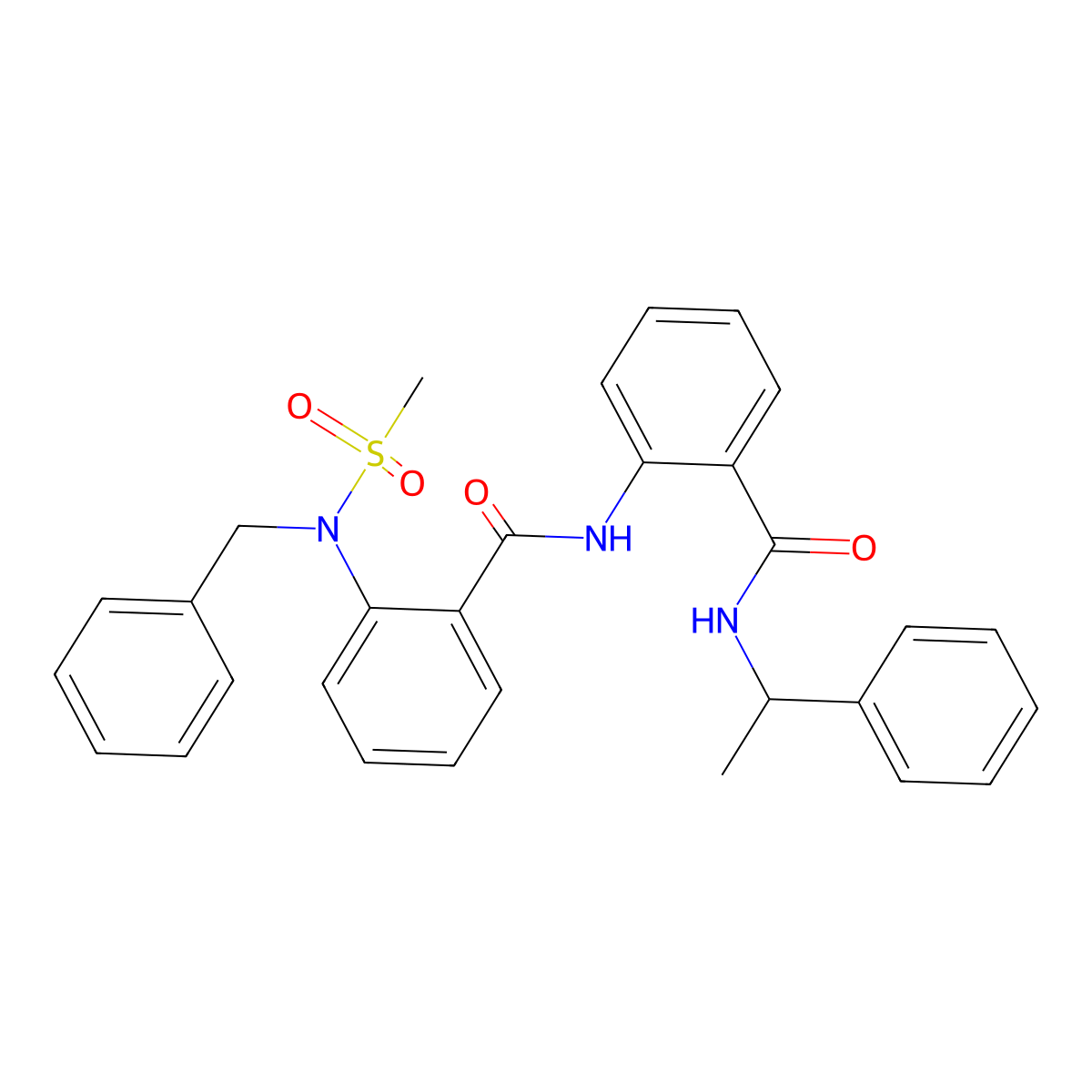2-[[2-[benzyl(methylsulfonyl)amino]benzoyl]amino]-N-(1-phenylethyl)benzamide molecular structure, CAS 693805-94-6