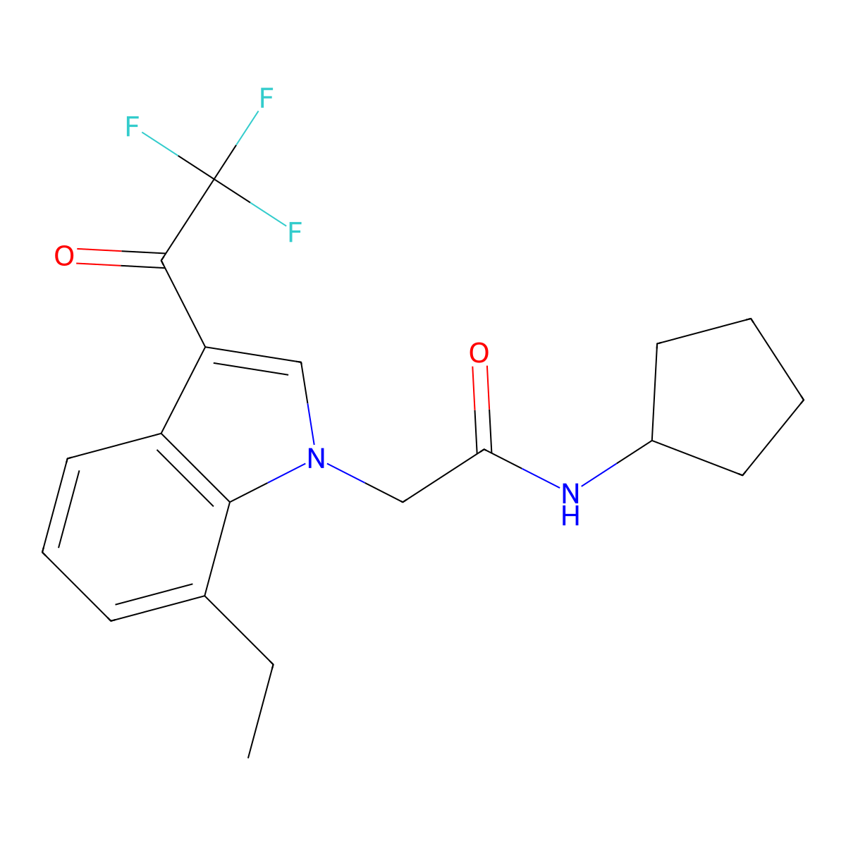 N-cyclopentyl-2-[7-ethyl-3-(trifluoroacetyl)-1H-indol-1-yl]acetamide molecular structure, CAS 693805-97-9