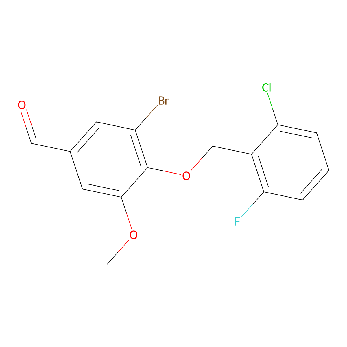 3-Bromo-4-[(2-chloro-6-fluorobenzyl)oxy]-5-methoxybenzaldehyde molecular structure, CAS 693806-17-6
