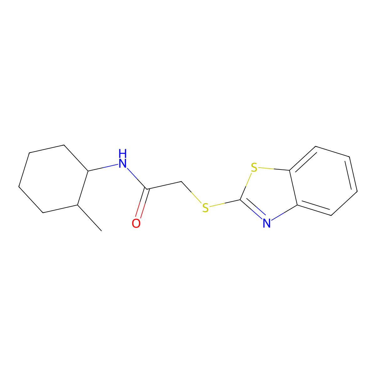 2-(1,3-benzothiazol-2-ylsulfanyl)-N-(2-methylcyclohexyl)acetamide molecular structure, CAS 693806-42-7