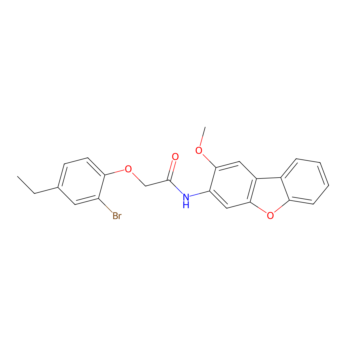 2-(2-bromo-4-ethylphenoxy)-N-(2-methoxydibenzofuran-3-yl)acetamide molecular structure, CAS 693806-61-0