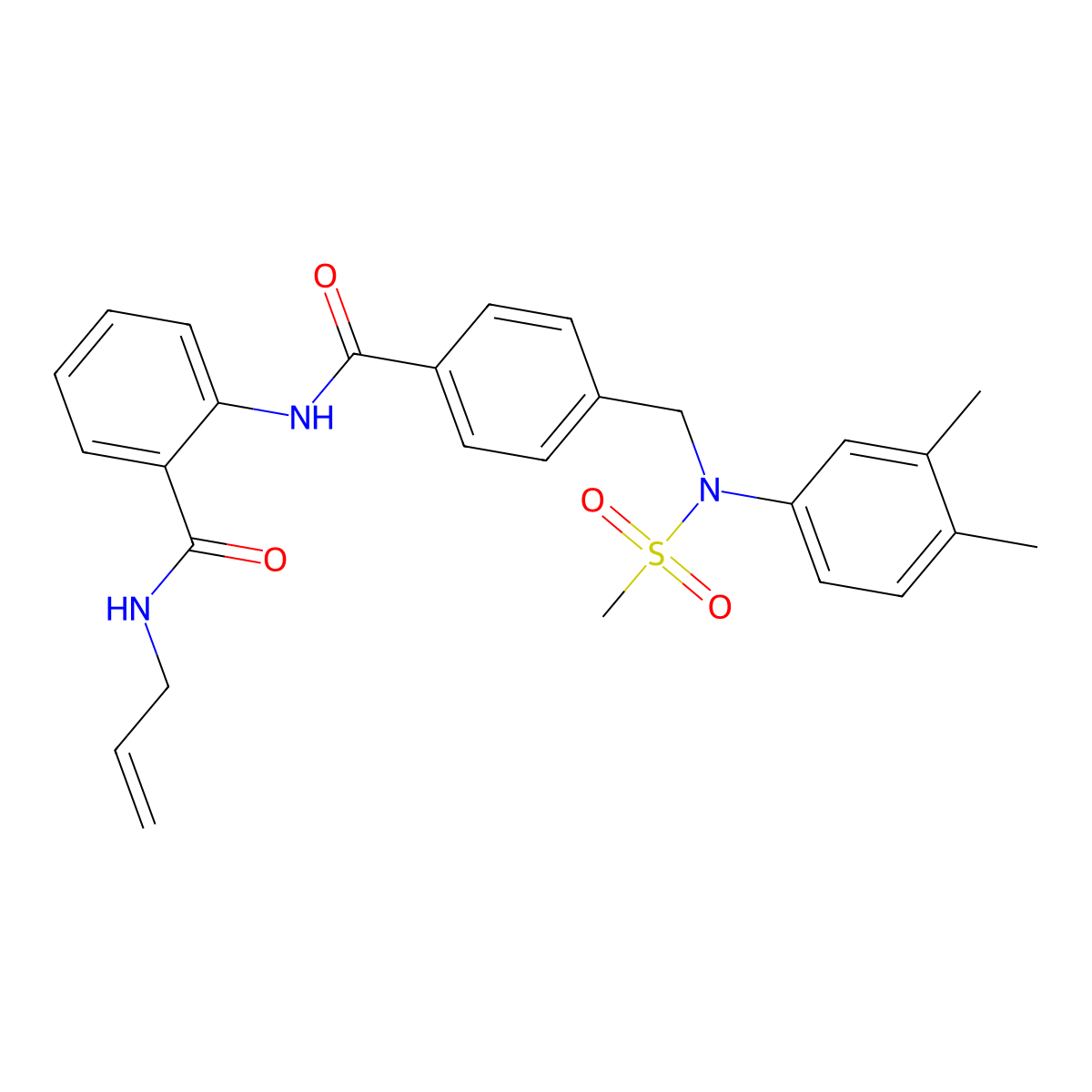 2-[[4-[(3,4-dimethyl-N-methylsulfonylanilino)methyl]benzoyl]amino]-N-prop-2-enylbenzamide molecular structure, CAS 693806-69-8