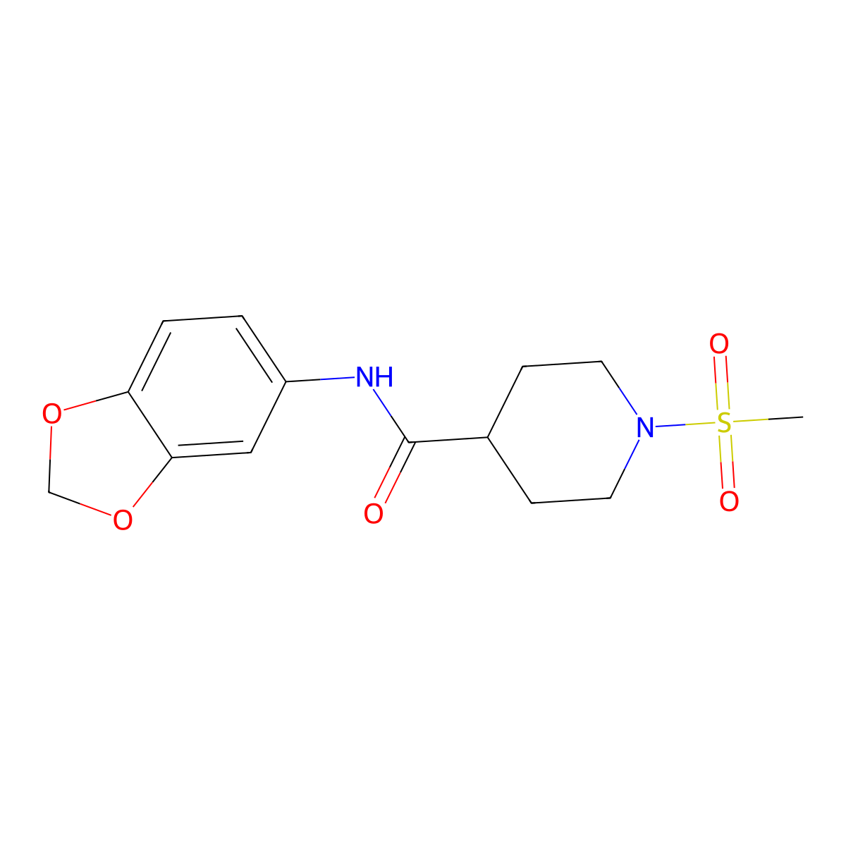 N-(2H-1,3-benzodioxol-5-yl)-1-methanesulfonylpiperidine-4-carboxamide molecular structure, CAS 693807-44-2