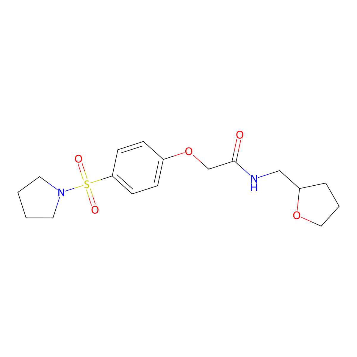 N-(oxolan-2-ylmethyl)-2-(4-pyrrolidin-1-ylsulfonylphenoxy)acetamide molecular structure, CAS 693807-53-3