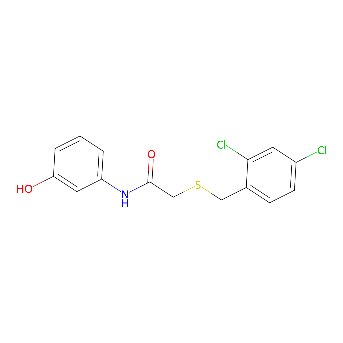 2-[(2,4-dichlorophenyl)methylsulfanyl]-N-(3-hydroxyphenyl)acetamide molecular structure, CAS 693807-70-4