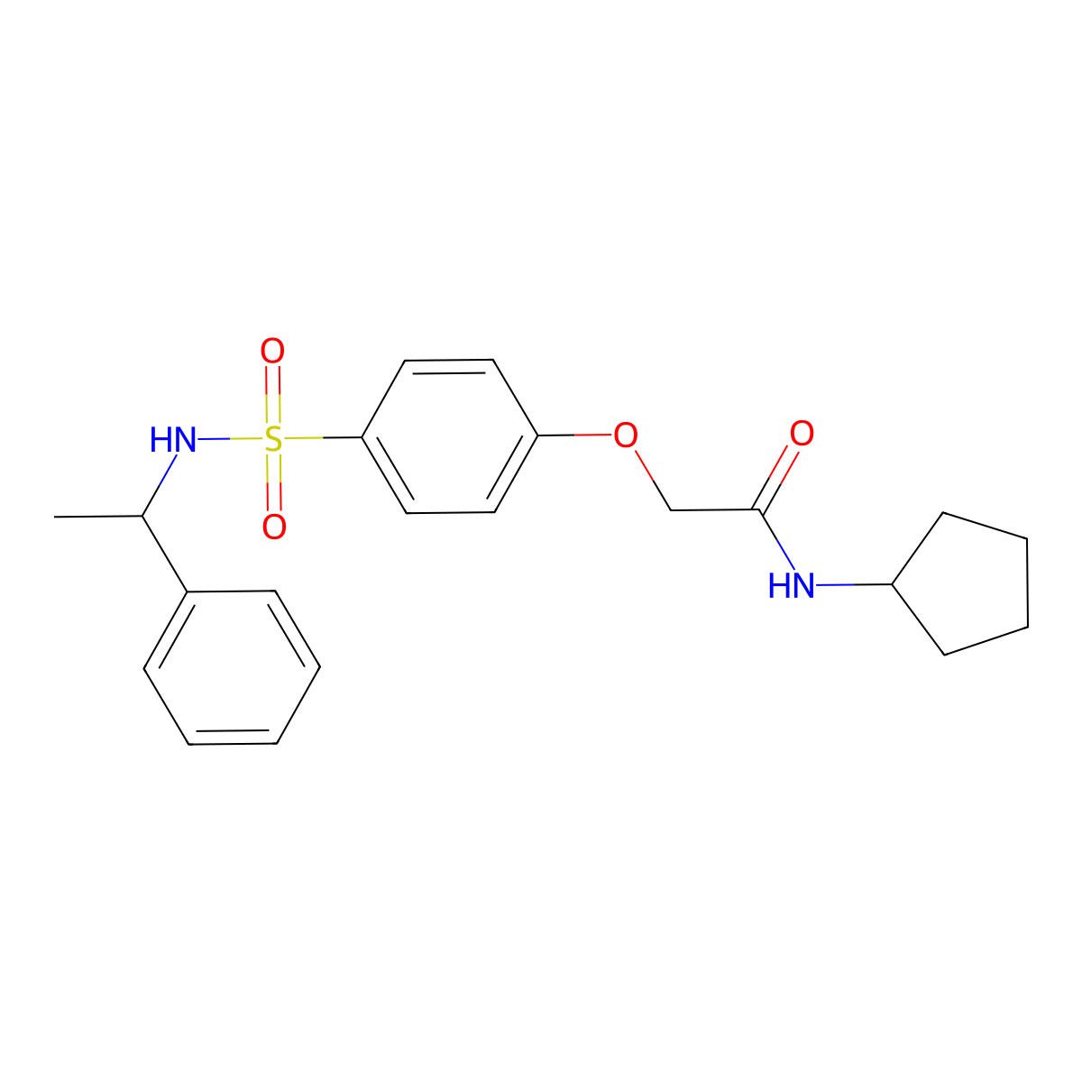 N-cyclopentyl-2-[4-(1-phenylethylsulfamoyl)phenoxy]acetamide molecular structure, CAS 693807-74-8