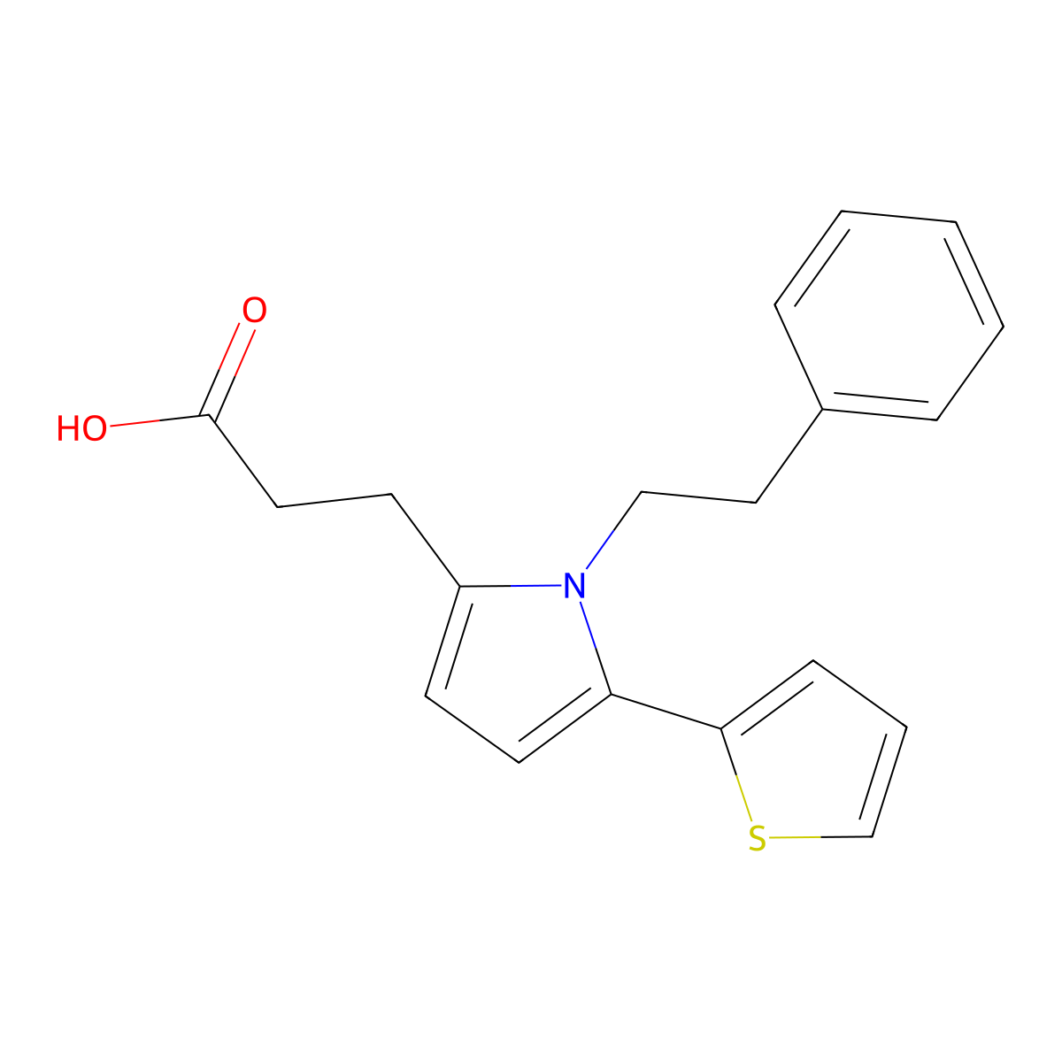 3-[1-(2-phenylethyl)-5-(thiophen-2-yl)-1H-pyrrol-2-yl]propanoic acid molecular structure, CAS 693807-81-7