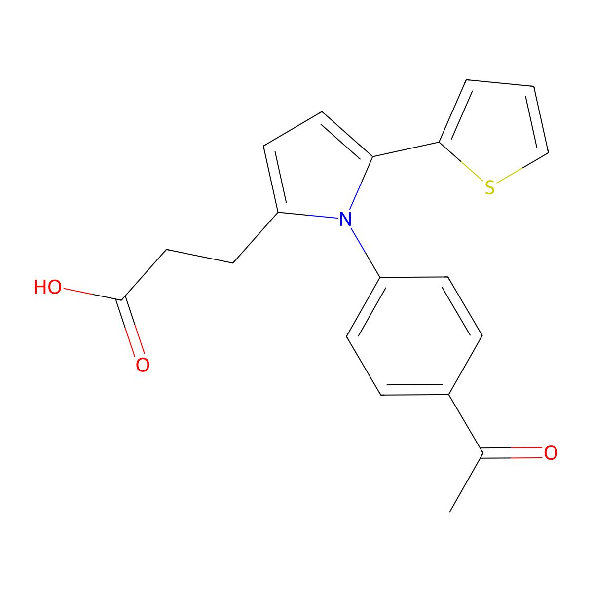 3-[1-(4-Acetylphenyl)-5-thiophen-2-yl-2-pyrrolyl]propanoic acid molecular structure, CAS 693808-15-0