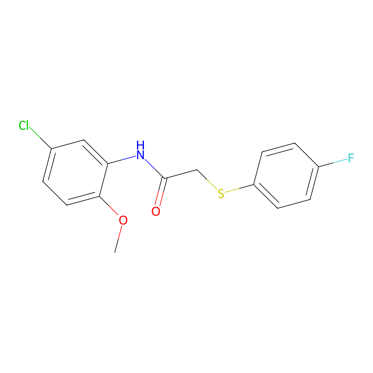 N-(5-chloro-2-methoxyphenyl)-2-(4-fluorophenyl)sulfanylacetamide molecular structure, CAS 693808-18-3