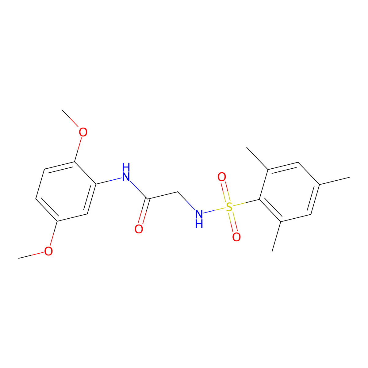 N-(2,5-dimethoxyphenyl)-2-[(2,4,6-trimethylphenyl)sulfonylamino]acetamide molecular structure, CAS 693808-50-3