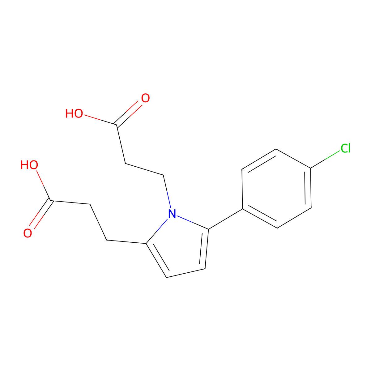 3-[2-(2-Carboxy-ethyl)-5-(4-chloro-phenyl)-pyrrol-1-yl]-propionic acid molecular structure, CAS 693808-54-7