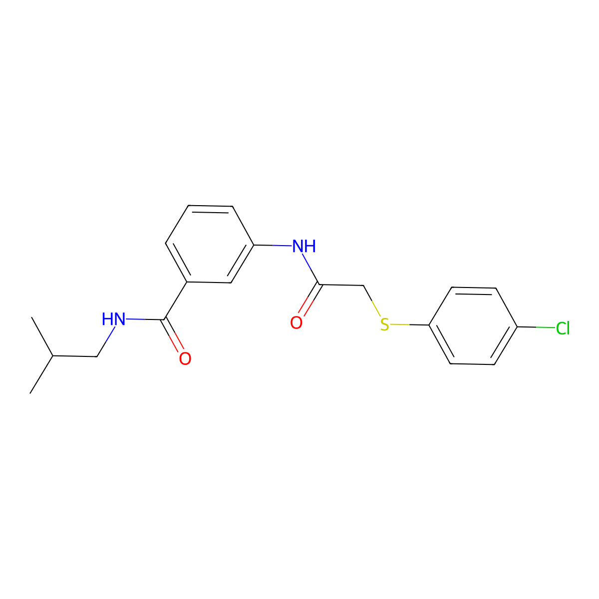 3-[[2-(4-chlorophenyl)sulfanylacetyl]amino]-N-(2-methylpropyl)benzamide molecular structure, CAS 693809-00-6