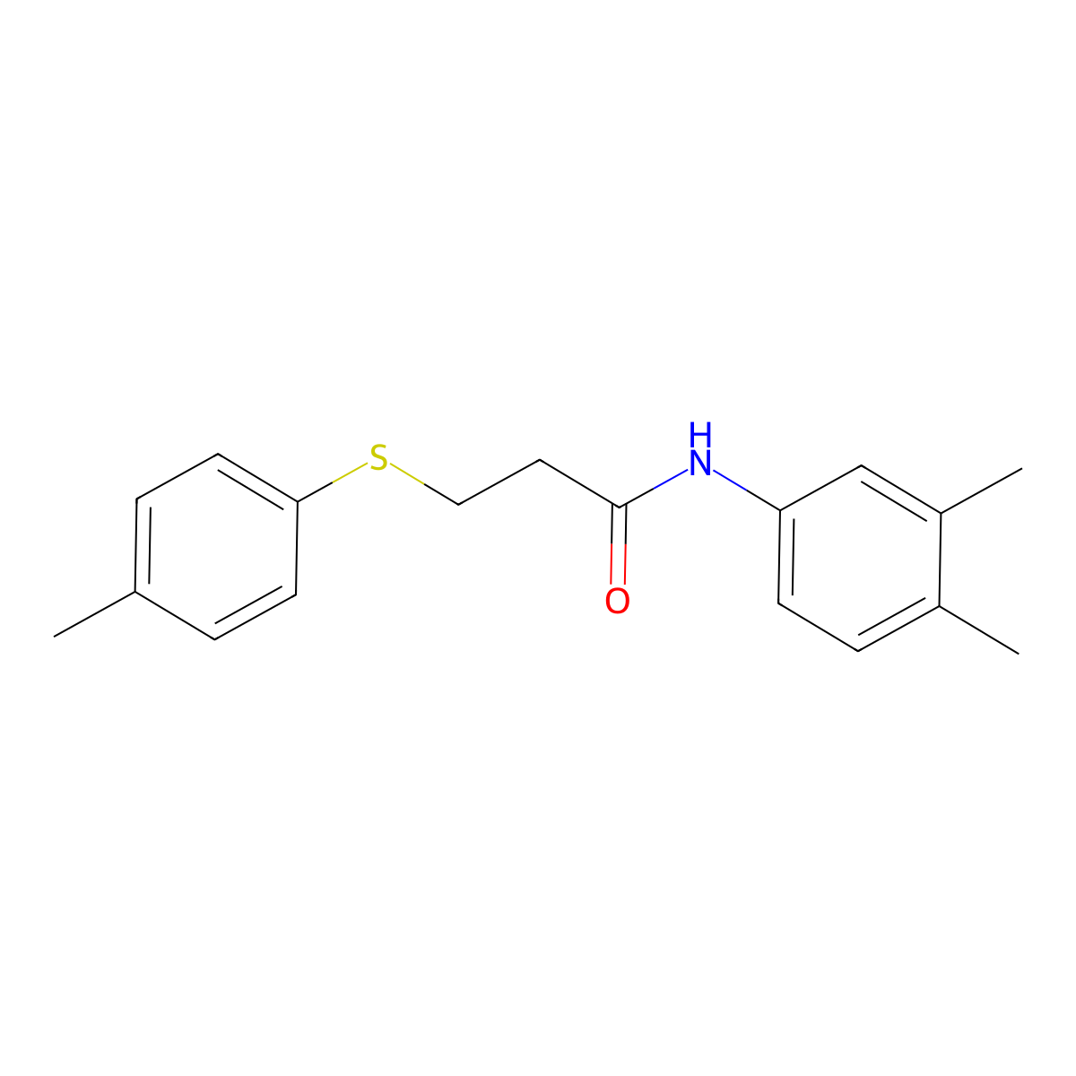 N-(3,4-dimethylphenyl)-3-(4-methylphenyl)sulfanylpropanamide molecular structure, CAS 693809-17-5