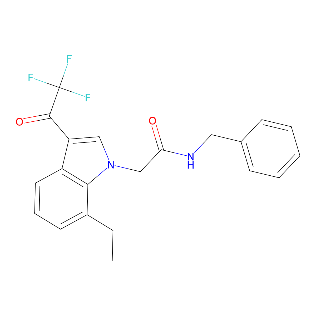 N-benzyl-2-[7-ethyl-3-(2,2,2-trifluoroacetyl)indol-1-yl]acetamide molecular structure, CAS 693809-26-6