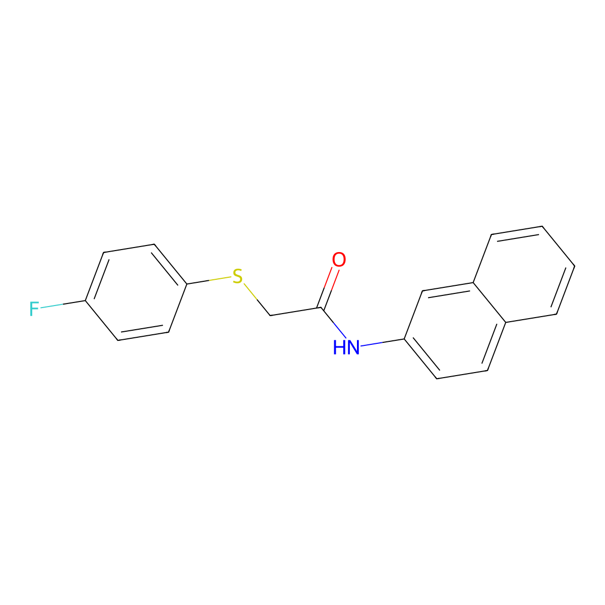 2-(4-fluorophenyl)sulfanyl-N-naphthalen-2-ylacetamide molecular structure, CAS 693809-45-9