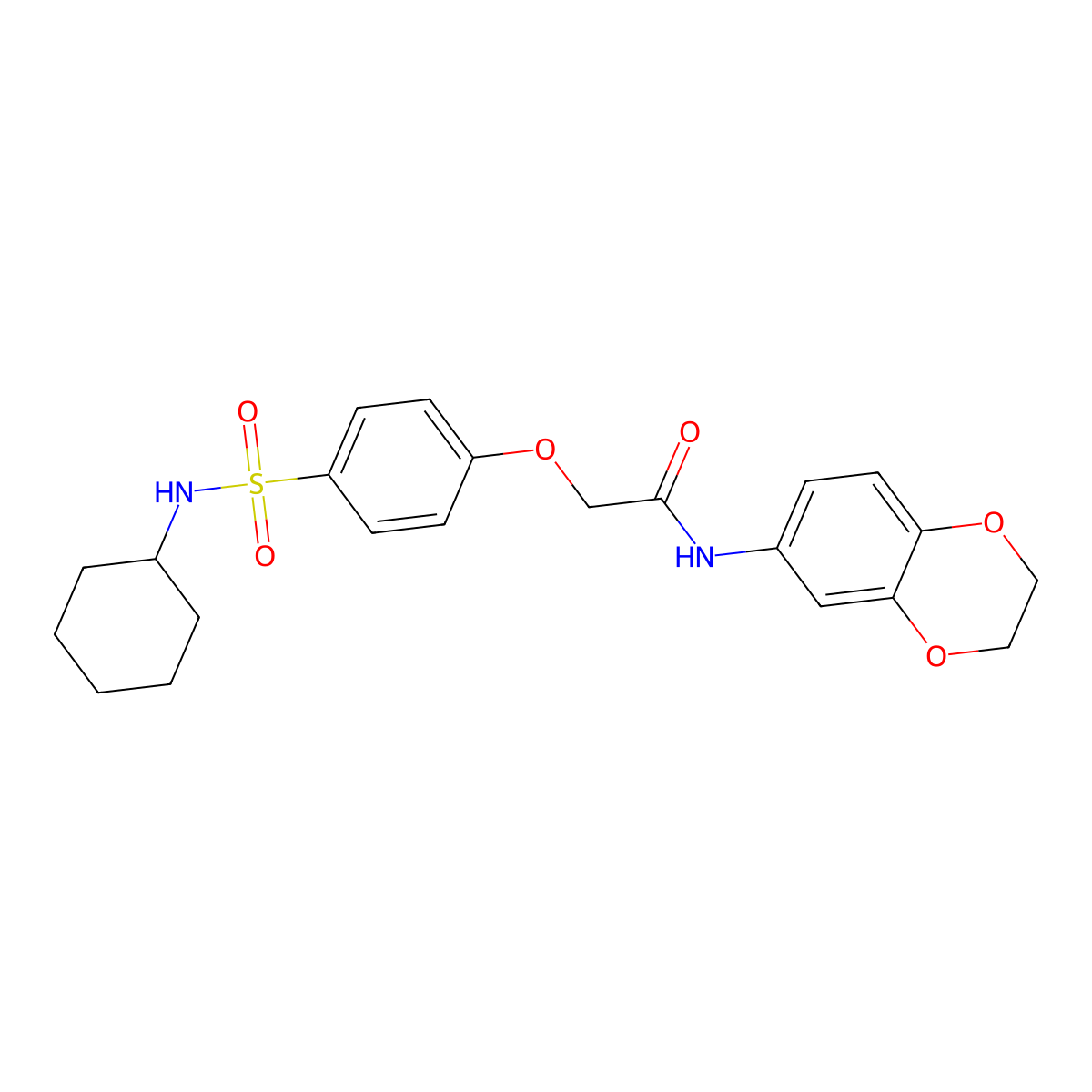 2-[4-(cyclohexylsulfamoyl)phenoxy]-N-(2,3-dihydro-1,4-benzodioxin-6-yl)acetamide molecular structure, CAS 693811-41-5
