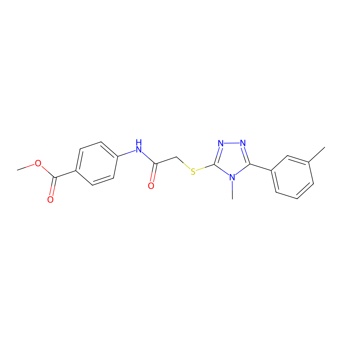 methyl 4-[({[4-methyl-5-(3-methylphenyl)-4H-1,2,4-triazol-3-yl]sulfanyl}acetyl)amino]benzoate molecular structure, CAS 693811-54-0