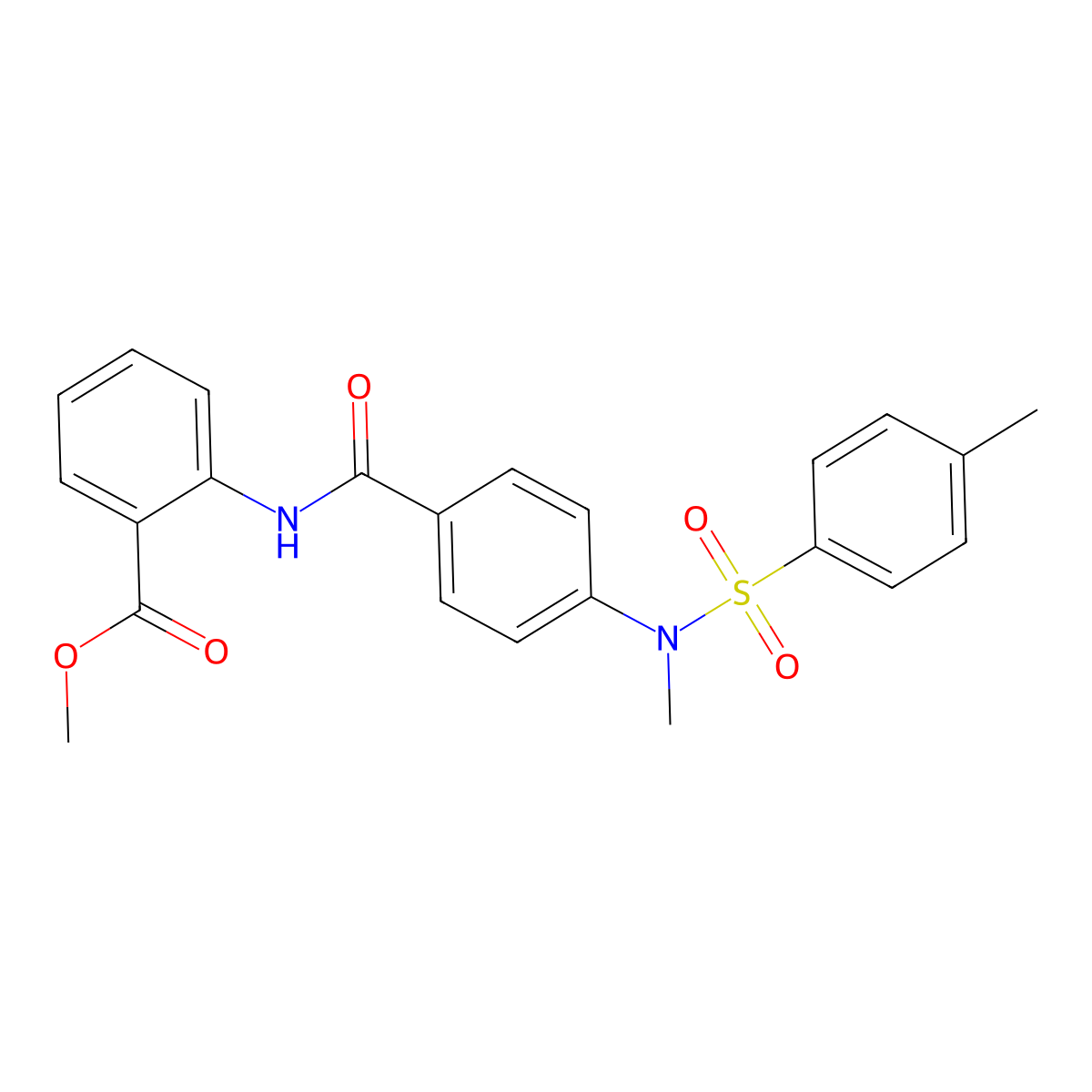 Methyl 2-{[(4-{methyl[(4-methylphenyl)sulfonyl]amino}phenyl)carbonyl]amino}benzoate molecular structure, CAS 693811-61-9
