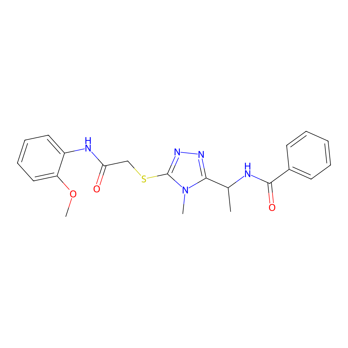N-[1-[5-[2-(2-methoxyanilino)-2-oxoethyl]sulfanyl-4-methyl-1,2,4-triazol-3-yl]ethyl]benzamide molecular structure, CAS 693811-79-9