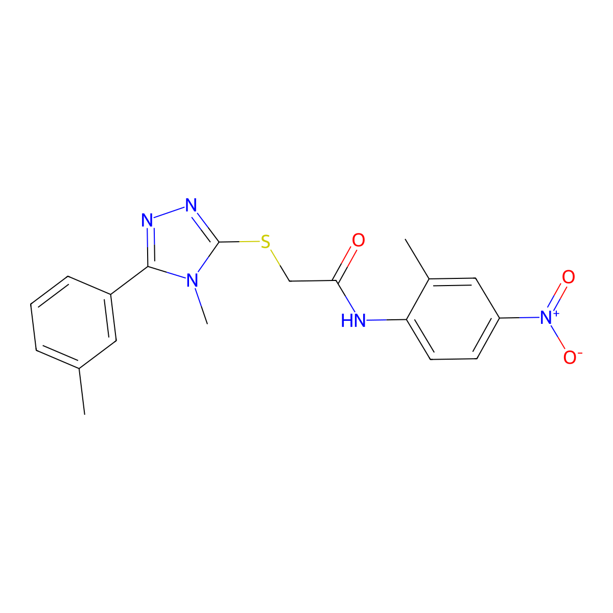 2-[[4-methyl-5-(3-methylphenyl)-1,2,4-triazol-3-yl]sulfanyl]-N-(2-methyl-4-nitrophenyl)acetamide molecular structure, CAS 693812-20-3