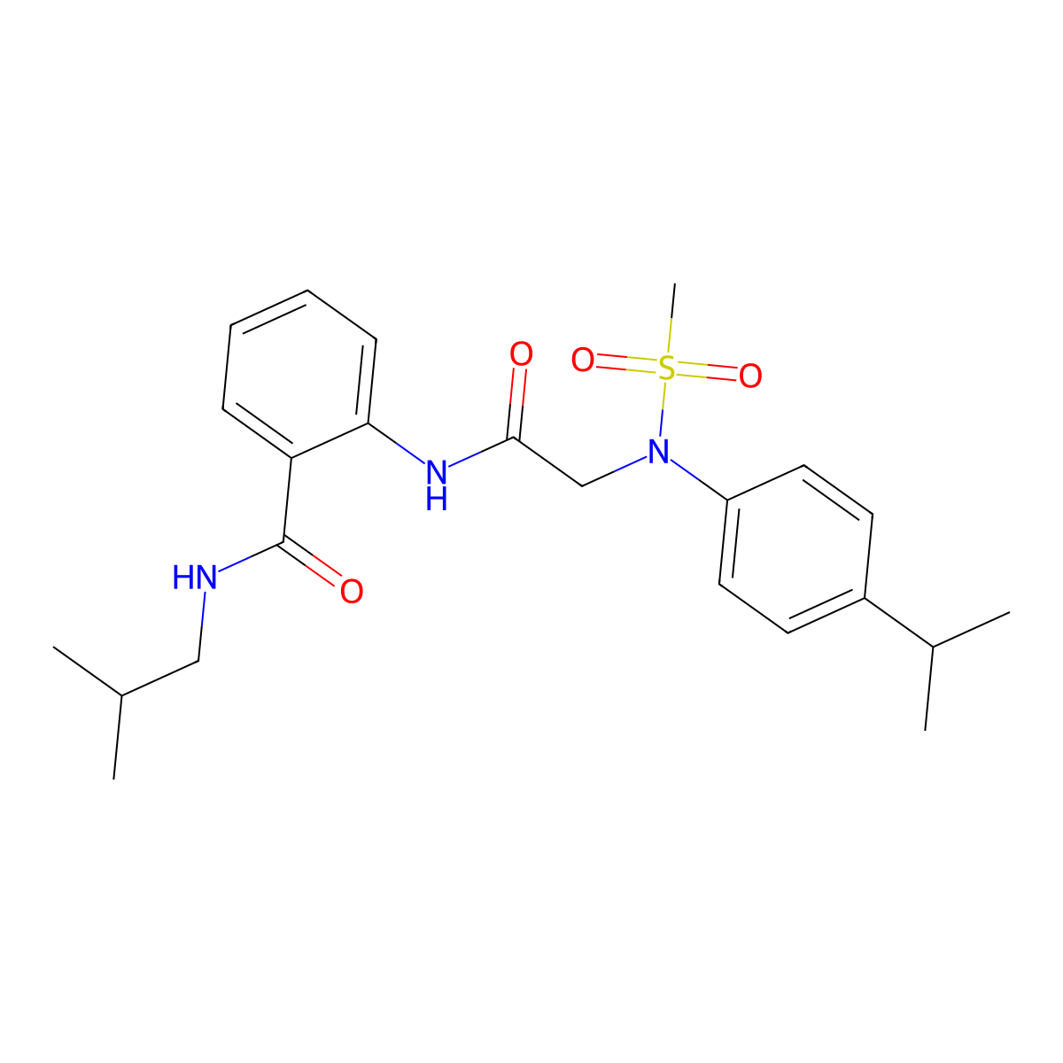 N-(2-methylpropyl)-2-[[2-(N-methylsulfonyl-4-propan-2-ylanilino)acetyl]amino]benzamide molecular structure, CAS 693812-21-4