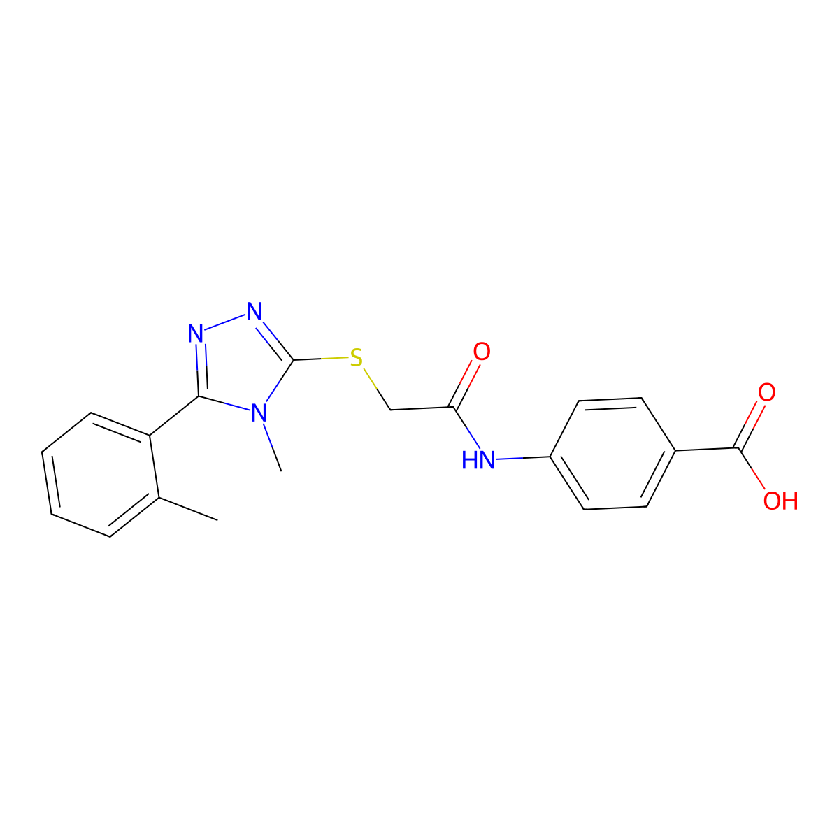 4-[({[4-methyl-5-(2-methylphenyl)-4H-1,2,4-triazol-3-yl]sulfanyl}acetyl)amino]benzoic acid molecular structure, CAS 693812-32-7
