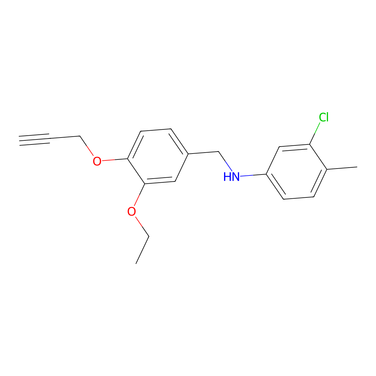 3-chloro-N-[(3-ethoxy-4-prop-2-ynoxyphenyl)methyl]-4-methylaniline molecular structure, CAS 693812-58-7