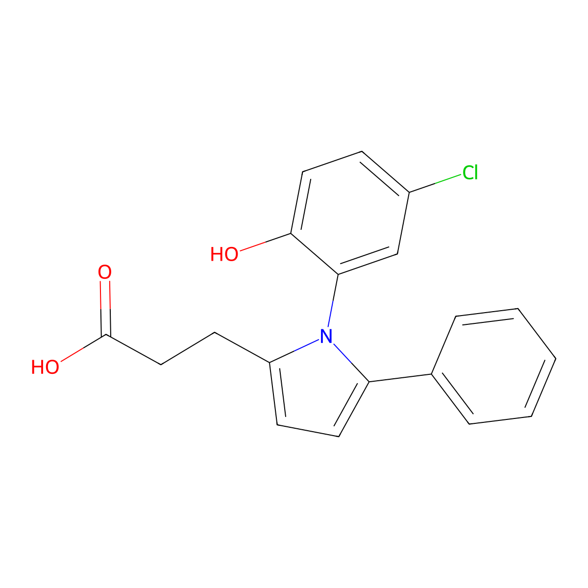 3-[1-(5-chloro-2-hydroxyphenyl)-5-phenyl-1H-pyrrol-2-yl]propanoic acid molecular structure, CAS 693812-59-8