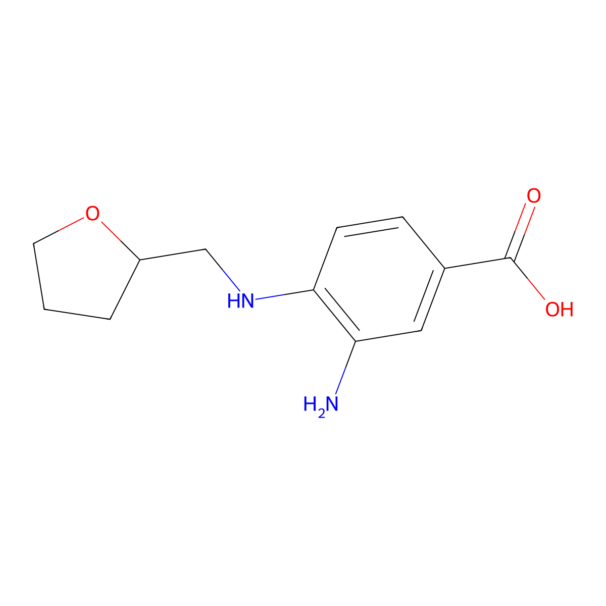 3-Amino-4-[(tetrahydro-2-furanylmethyl)amino]benzoic acid molecular structure, CAS 693812-83-8