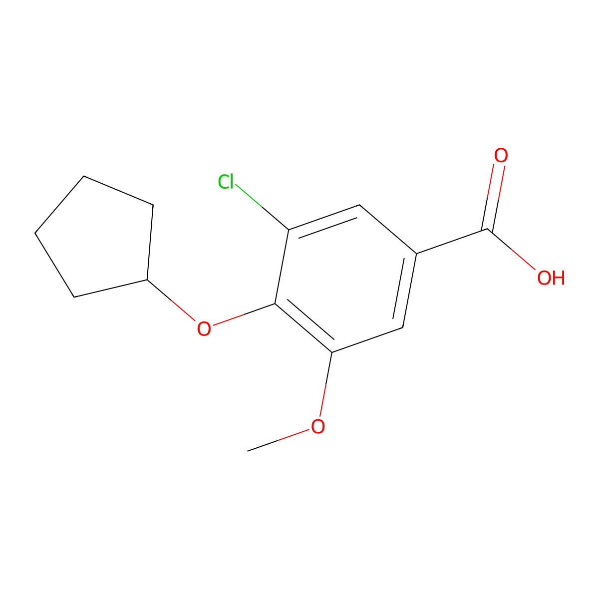 3-Chloro-4-(cyclopentyloxy)-5-methoxybenzoic acid molecular structure, CAS 693812-85-0