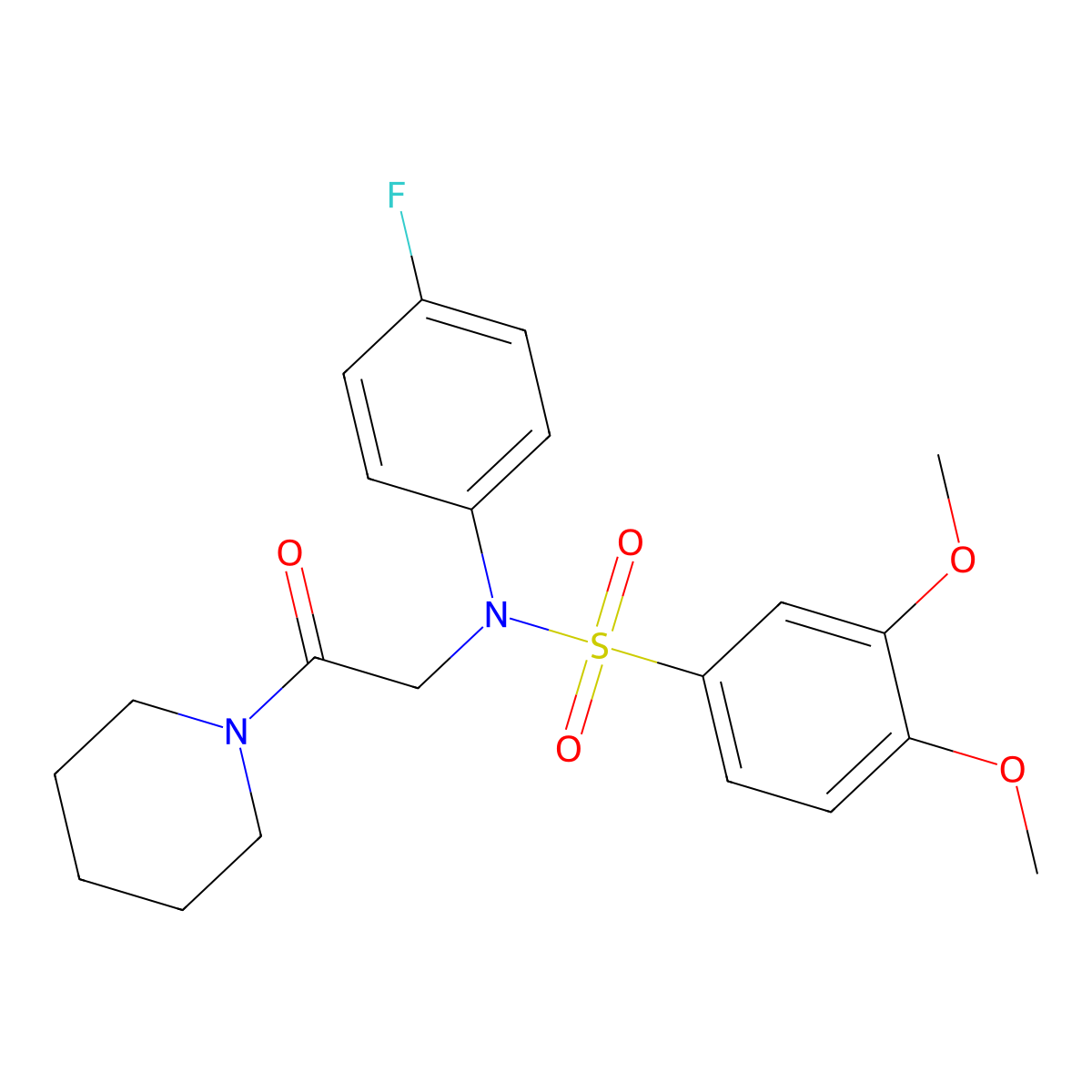 N-(4-fluorophenyl)-3,4-dimethoxy-N-(2-oxo-2-piperidin-1-ylethyl)benzenesulfonamide molecular structure, CAS 693812-86-1