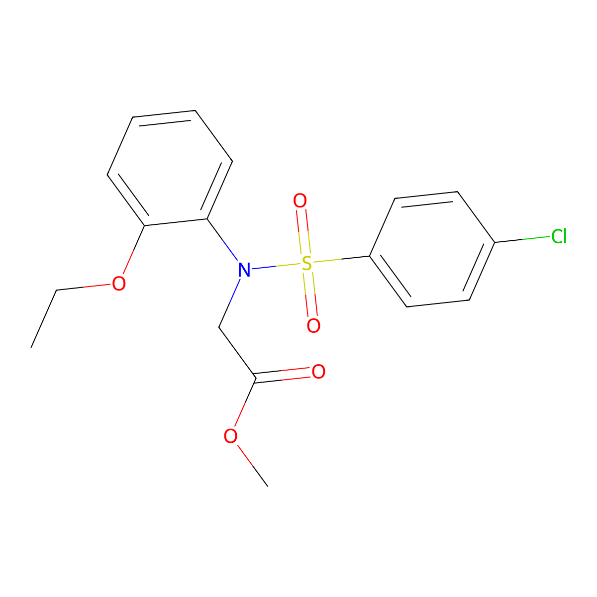 methyl N-[(4-chlorophenyl)sulfonyl]-N-(2-ethoxyphenyl)glycinate molecular structure, CAS 693813-14-8