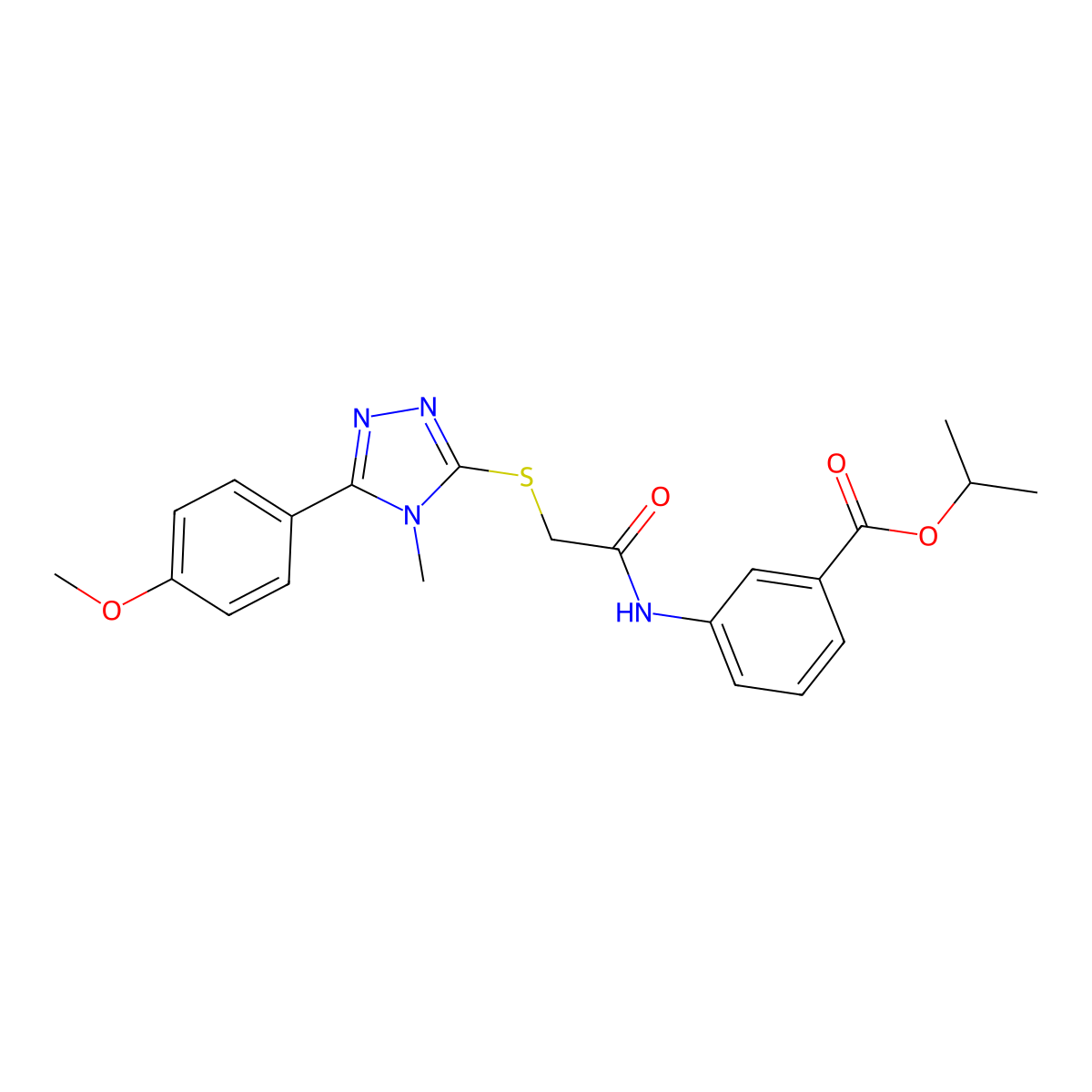 propan-2-yl 3-[({[5-(4-methoxyphenyl)-4-methyl-4H-1,2,4-triazol-3-yl]sulfanyl}acetyl)amino]benzoate molecular structure, CAS 693813-18-2