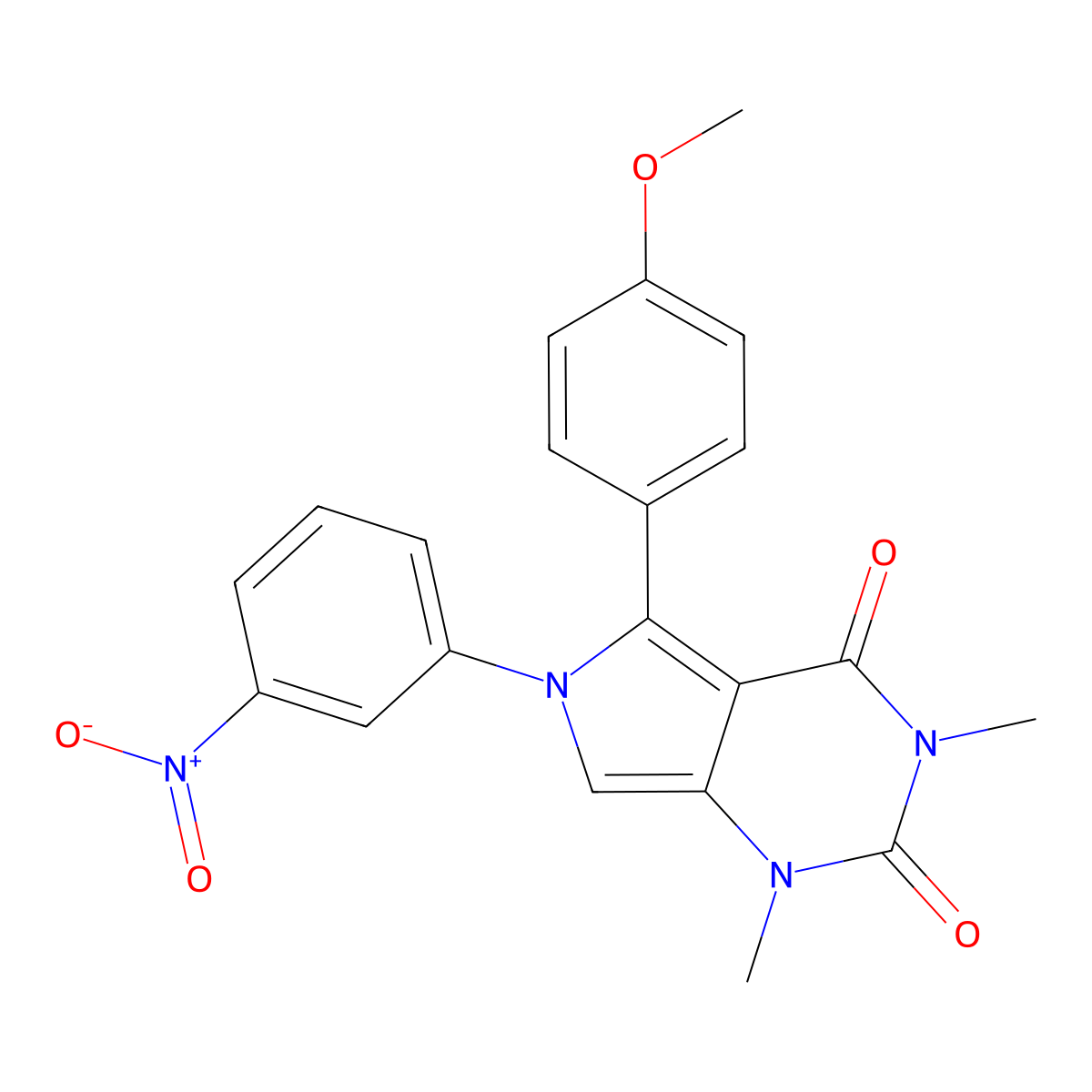 5-(4-Methoxyphenyl)-1,3-dimethyl-6-(3-nitrophenyl)pyrrolo[3,4-d]pyrimidine-2,4-dione molecular structure, CAS 693813-29-5