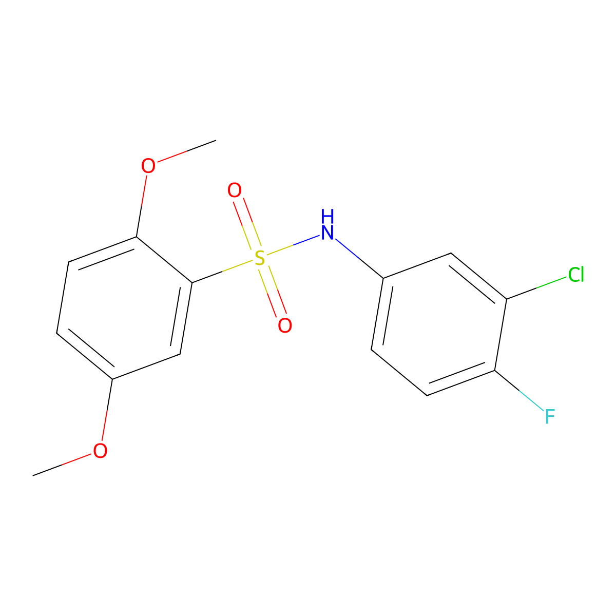 N-(3-chloro-4-fluorophenyl)-2,5-dimethoxybenzenesulfonamide molecular structure, CAS 693813-34-2